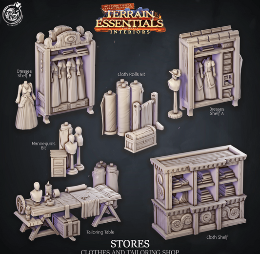 3D Printed Cast n Play Clothing And Tailoring Shop Terrain Essentials 28mm 32mm D&D - 3D Printing Boss 
