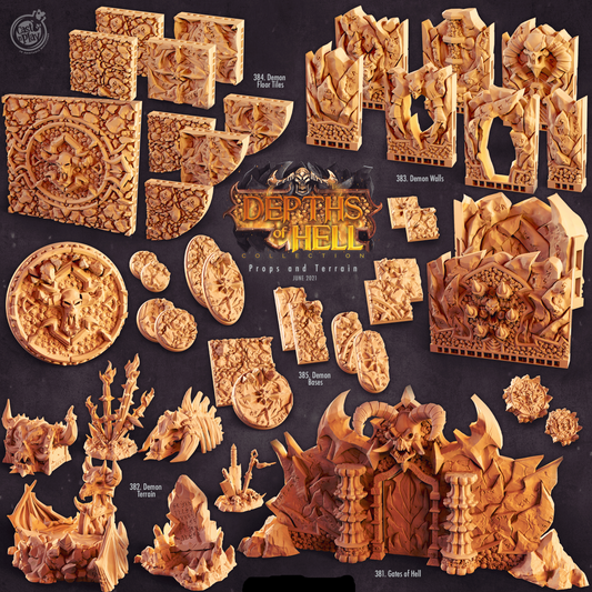 3D Printed Cast n Play Demonic Bases Depths of Hell Set 28mm 32mm D&D - 3D Printing Boss 