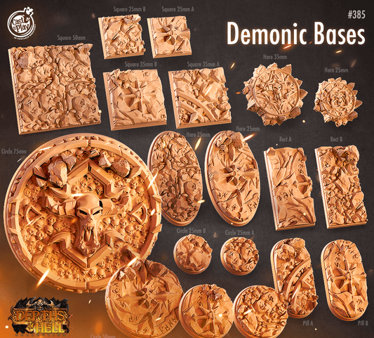 3D Printed Cast n Play Demonic Bases Depths of Hell Set 28mm 32mm D&D - 3D Printing Boss 