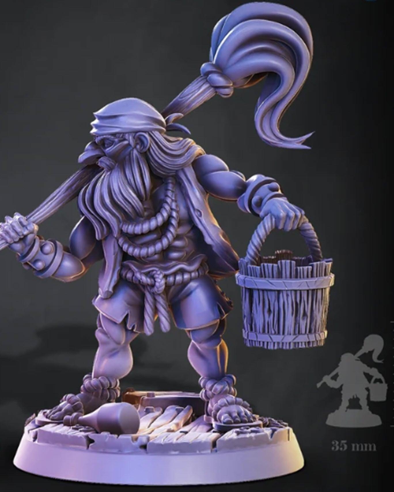 3D Printed Cast n Play Dormak Dwarf Pirate Deep Seas Tales 28mm 32mm D&D - 3D Printing Boss 