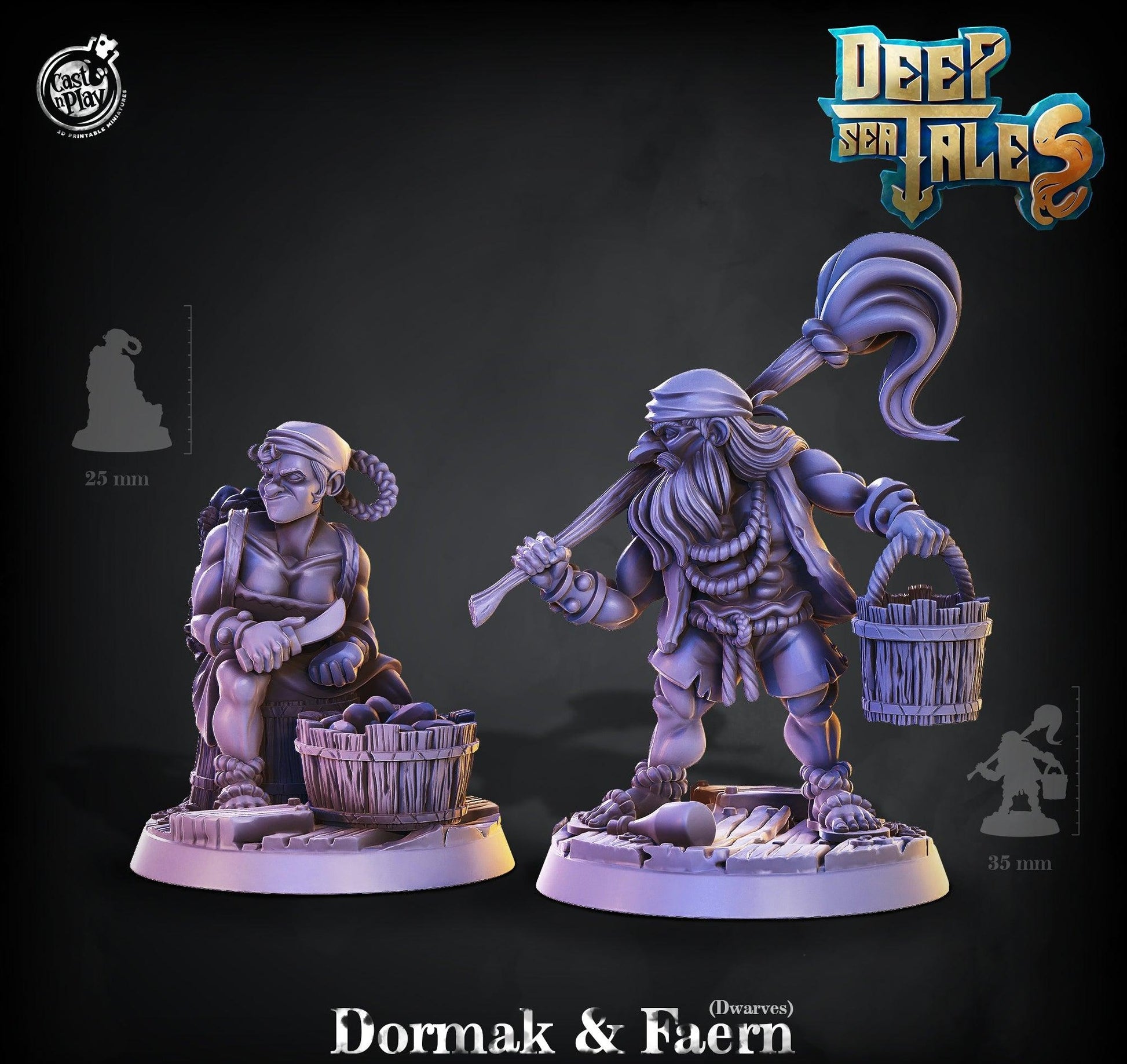 3D Printed Cast n Play Dormak and Faern Dwarves Deep Sea Tales 28mm 32mm D&D - 3D Printing Boss 