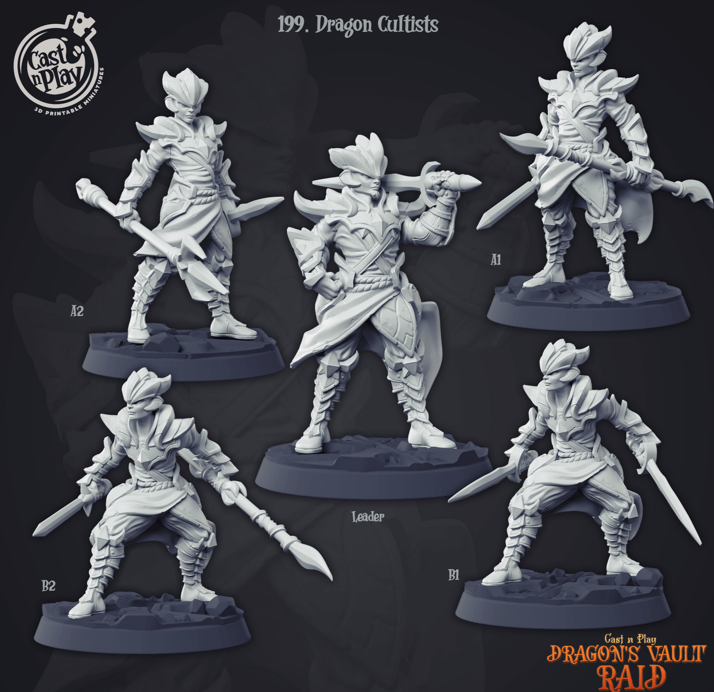 3D Printed Cast n Play Dragon Cultists Dragon's Vault 28 32mm D&D - 3D Printing Boss 