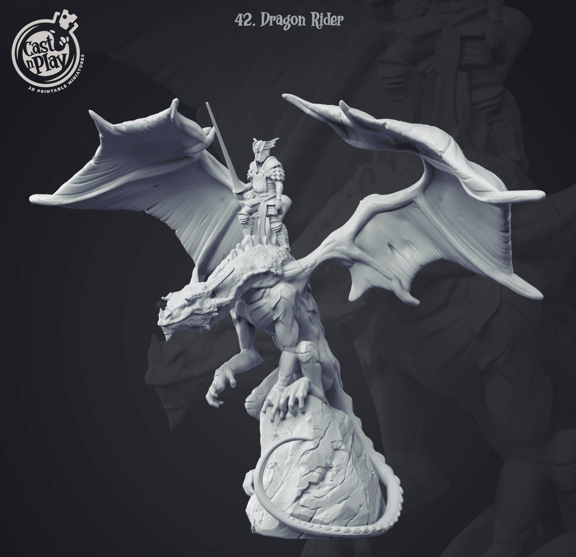 3D Printed Cast n Play Dragon Rider 28 32mm D&D - 3D Printing Boss 