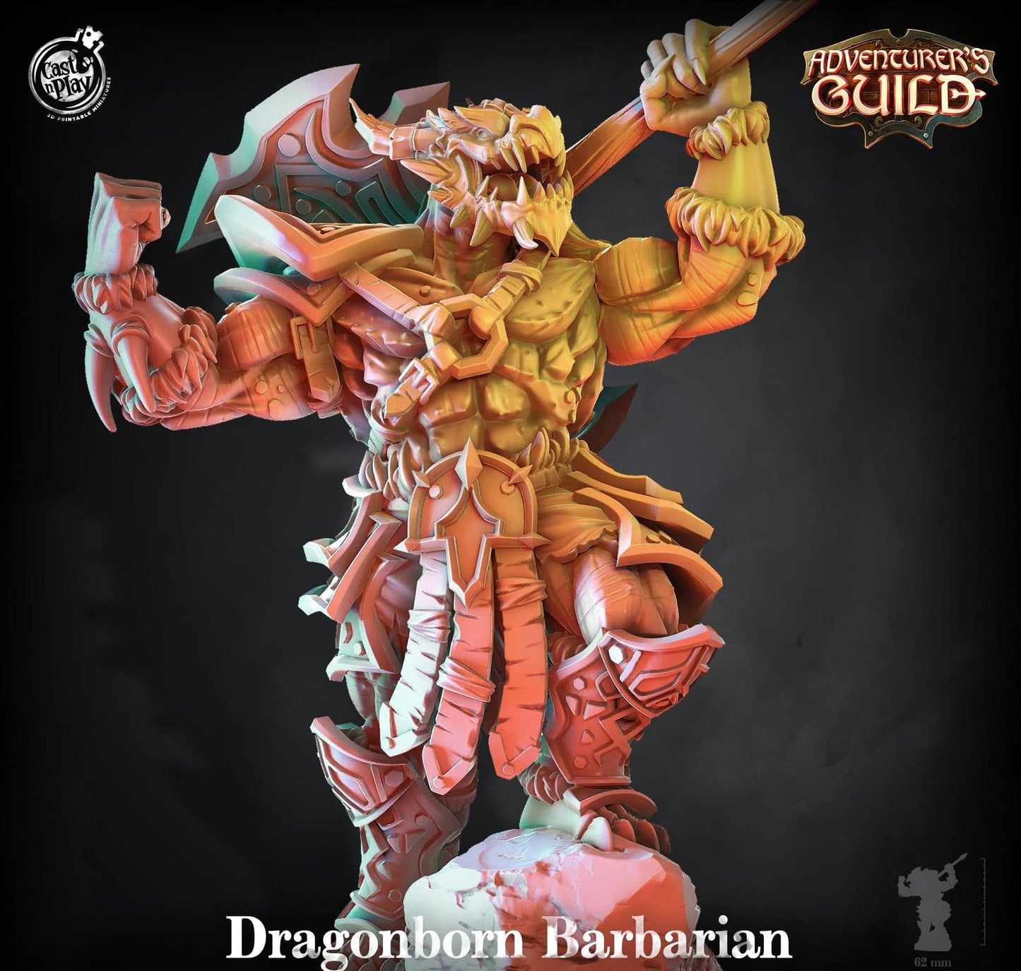3D Printed Cast n Play Dragonborn Barbarian 28mm 32mm D&D - 3D Printing Boss 