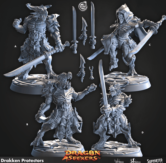 3D Printed Cast n Play Drakken Protectors Dragon Seekers 28 32mm D&D - 3D Printing Boss 