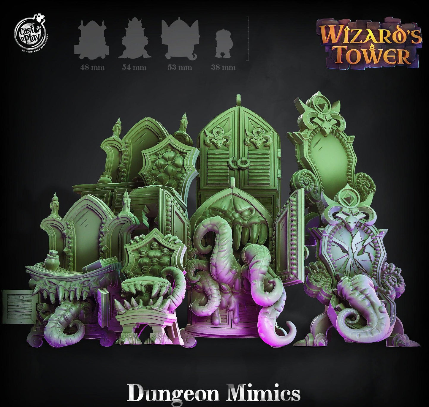 3D Printed Cast n Play Dungeon Mimics Set Wizard's Tower 28mm 32mm D&D - 3D Printing Boss 