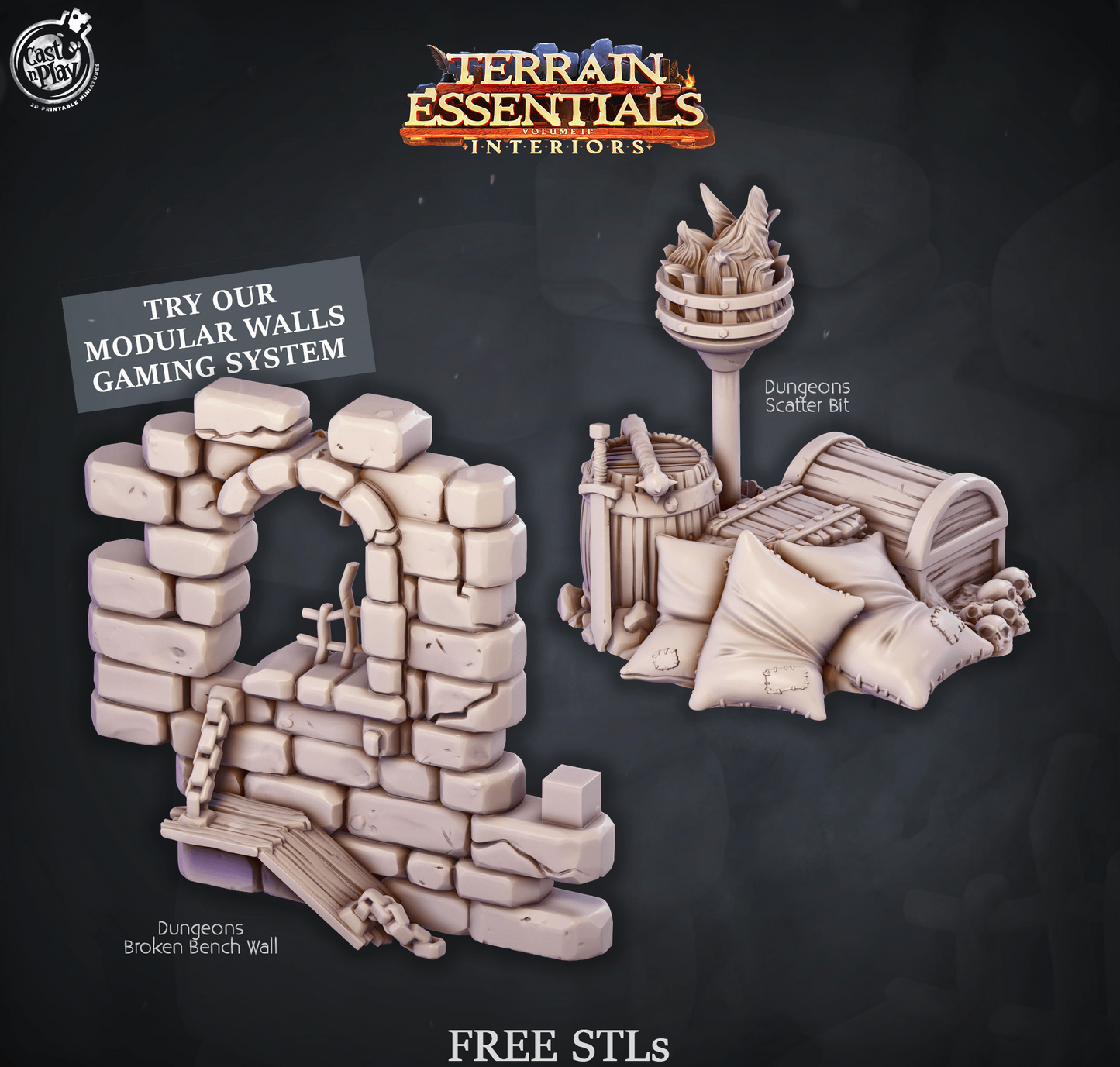 3D Printed Cast n Play Dungeon Scatter Set 28mm 32mm D&D - 3D Printing Boss 