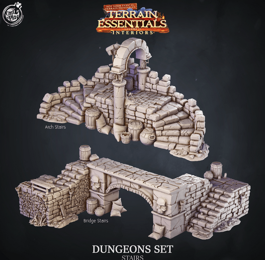 3D Printed Cast n Play Dungeons Stairs and Stairways Essentials 28mm 32mm D&D - 3D Printing Boss 