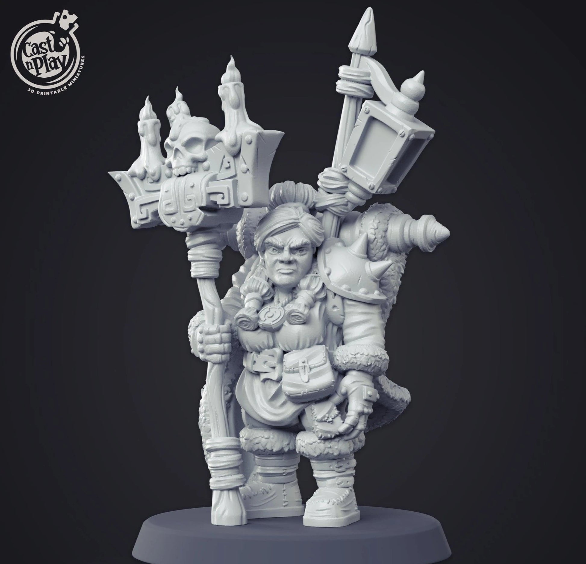 3D Printed Cast n Play Dwarf Female Warlock 28mm 32mm D&D - 3D Printing Boss 