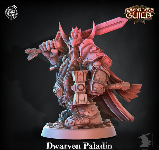 3D Printed Cast n Play Dwarven Paladin Adventurer's Guild 28mm 32mm D&D - 3D Printing Boss 