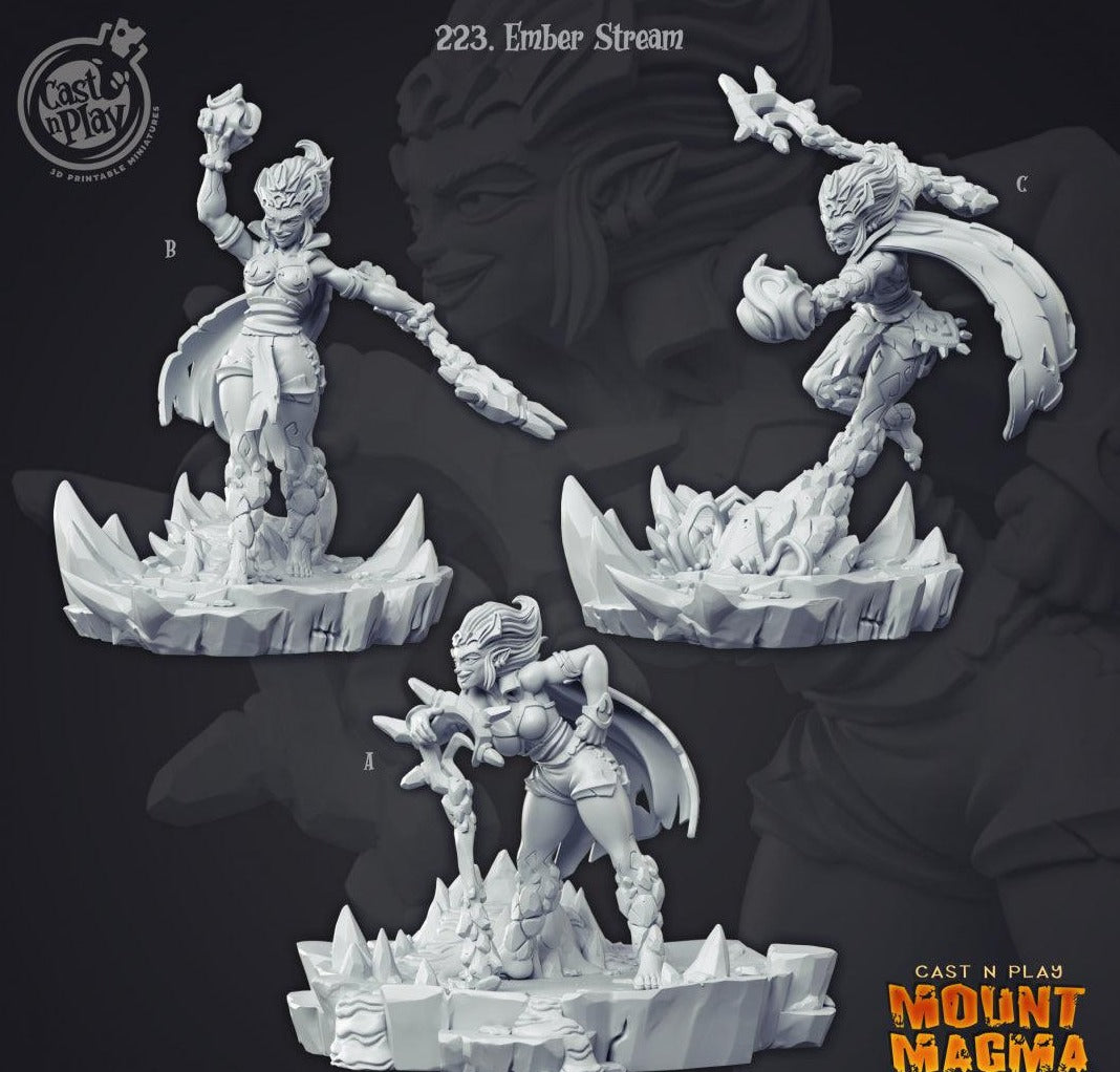 3D Printed Cast n Play Ember Stream Mount Magma 28mm 32mm D&D - 3D Printing Boss 