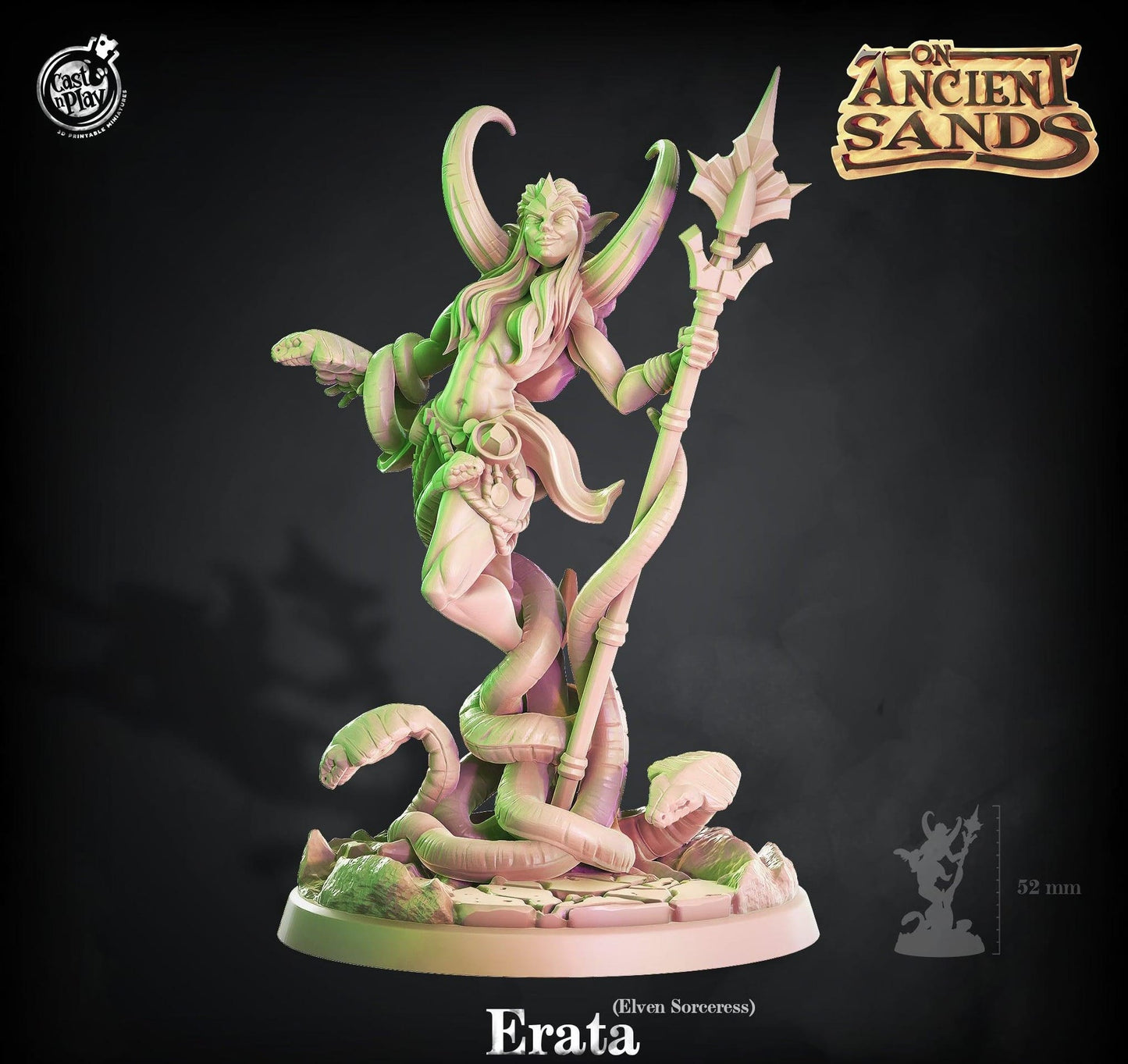 3D Printed Cast n Play Erata (Elven Sorceress) 28mm 32mm D&D - 3D Printing Boss 