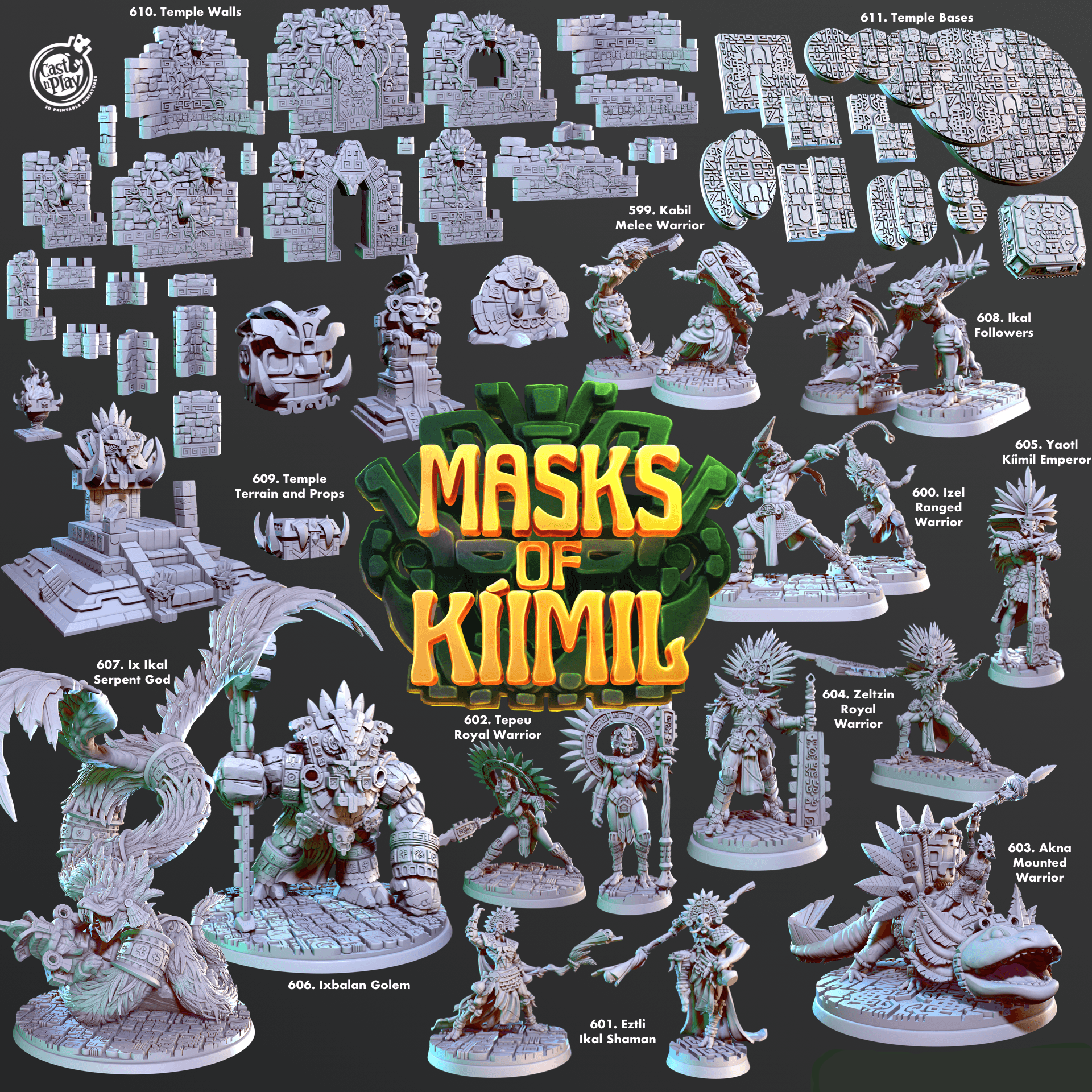 3D Printed Cast n Play Eztli, Ikal Shaman Masks of Kiimil 28 32mm D&D - 3D Printing Boss 