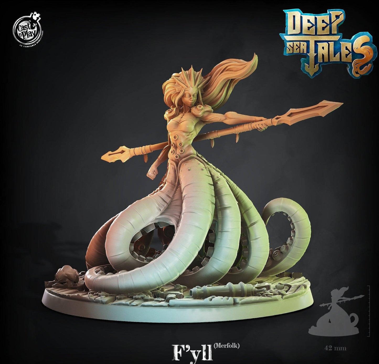 3D Printed Cast n Play F'yll (Merefolk) Deep Sea Tales 28mm 32mm D&D - 3D Printing Boss 