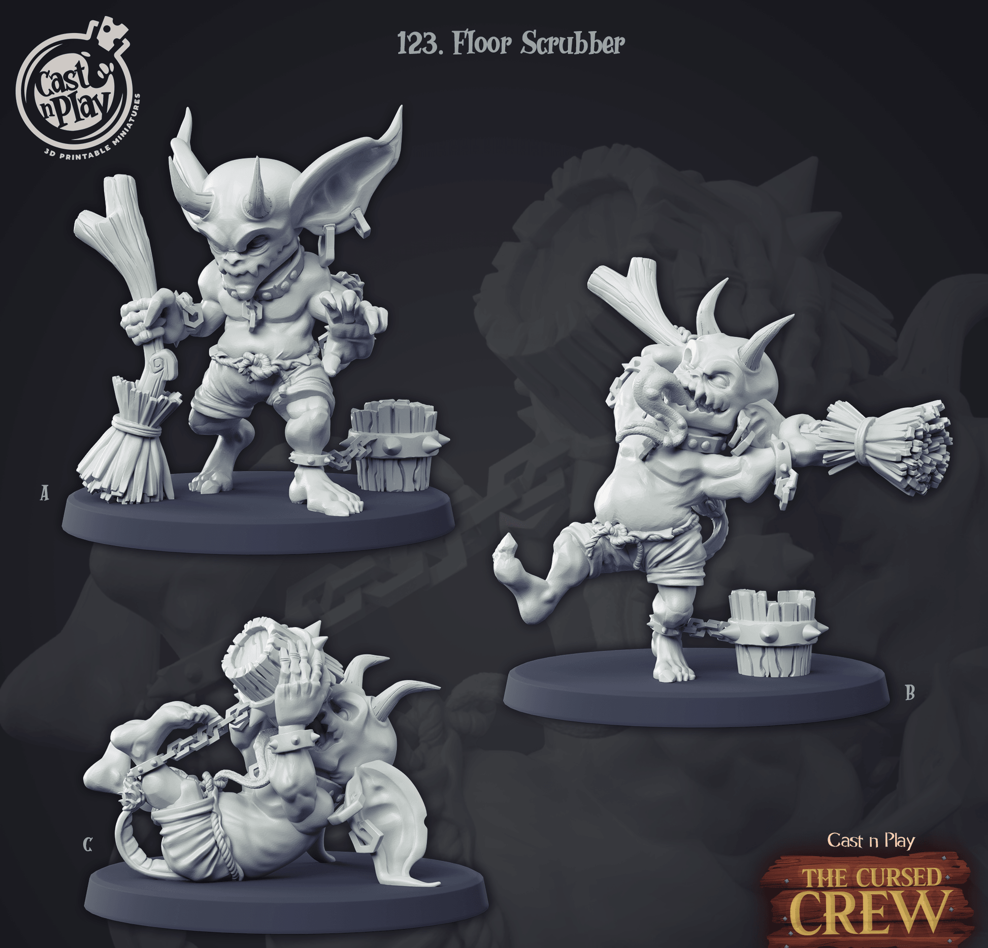 3D Printed Cast n Play Floor Scrubber Imps The Cursed Crew 28mm 32mm D&D - 3D Printing Boss 