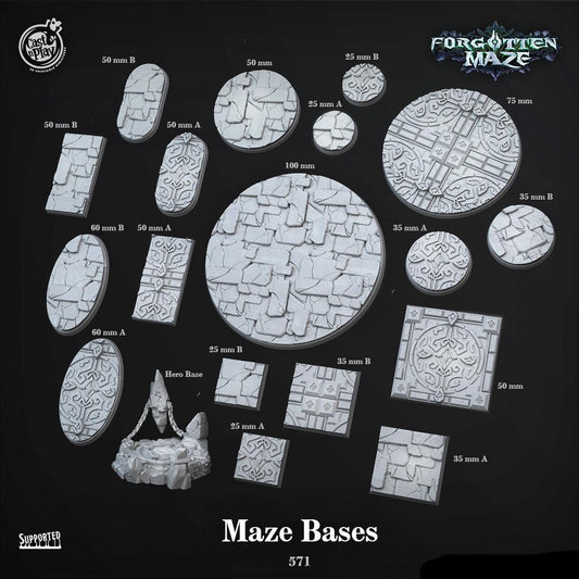 3D Printed Cast n Play Forgotten Maze Bases Set 28mm 32mm D&D - 3D Printing Boss 