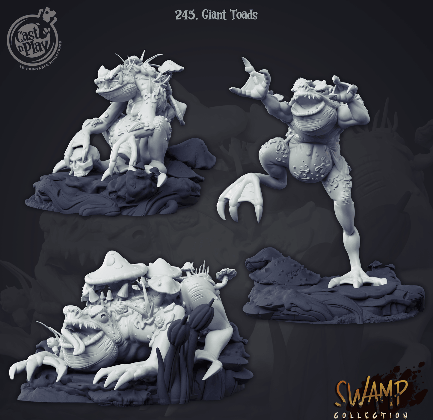 3D Printed Cast n Play Giant Toads Set - Swamp Collection - 28mm 32mm D&D - 3D Printing Boss 
