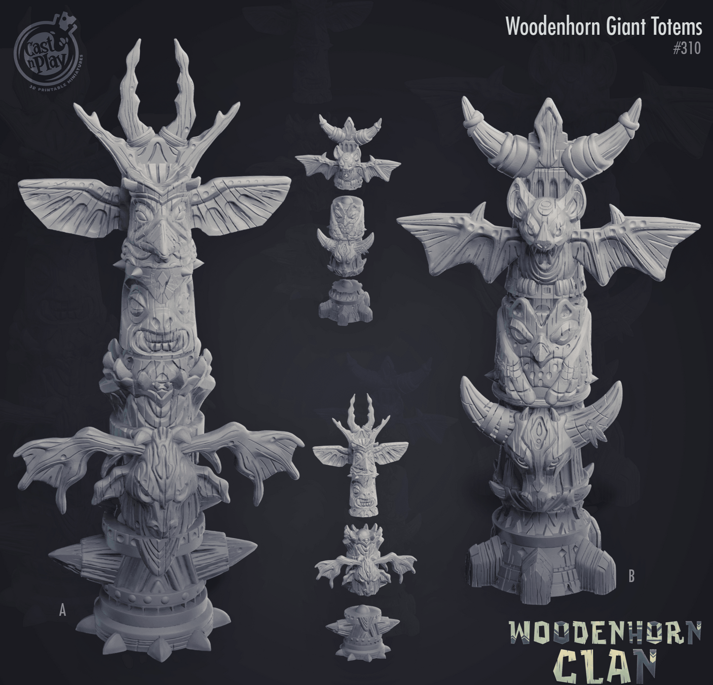 3D Printed Cast n Play Giant Totems Woodenhorn Clan 28mm 32mm D&D - 3D Printing Boss 