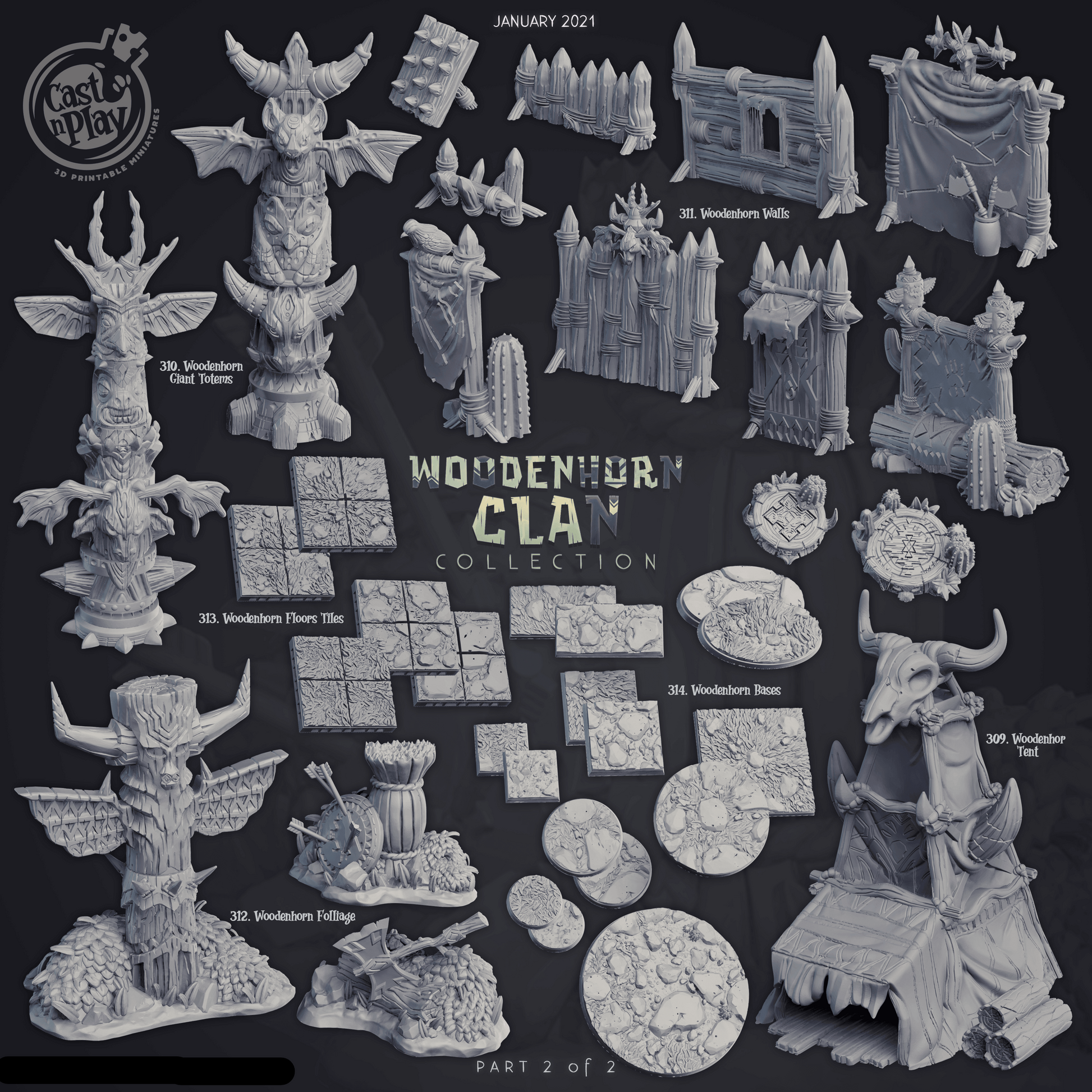 3D Printed Cast n Play Giant Totems Woodenhorn Clan 28mm 32mm D&D - 3D Printing Boss 
