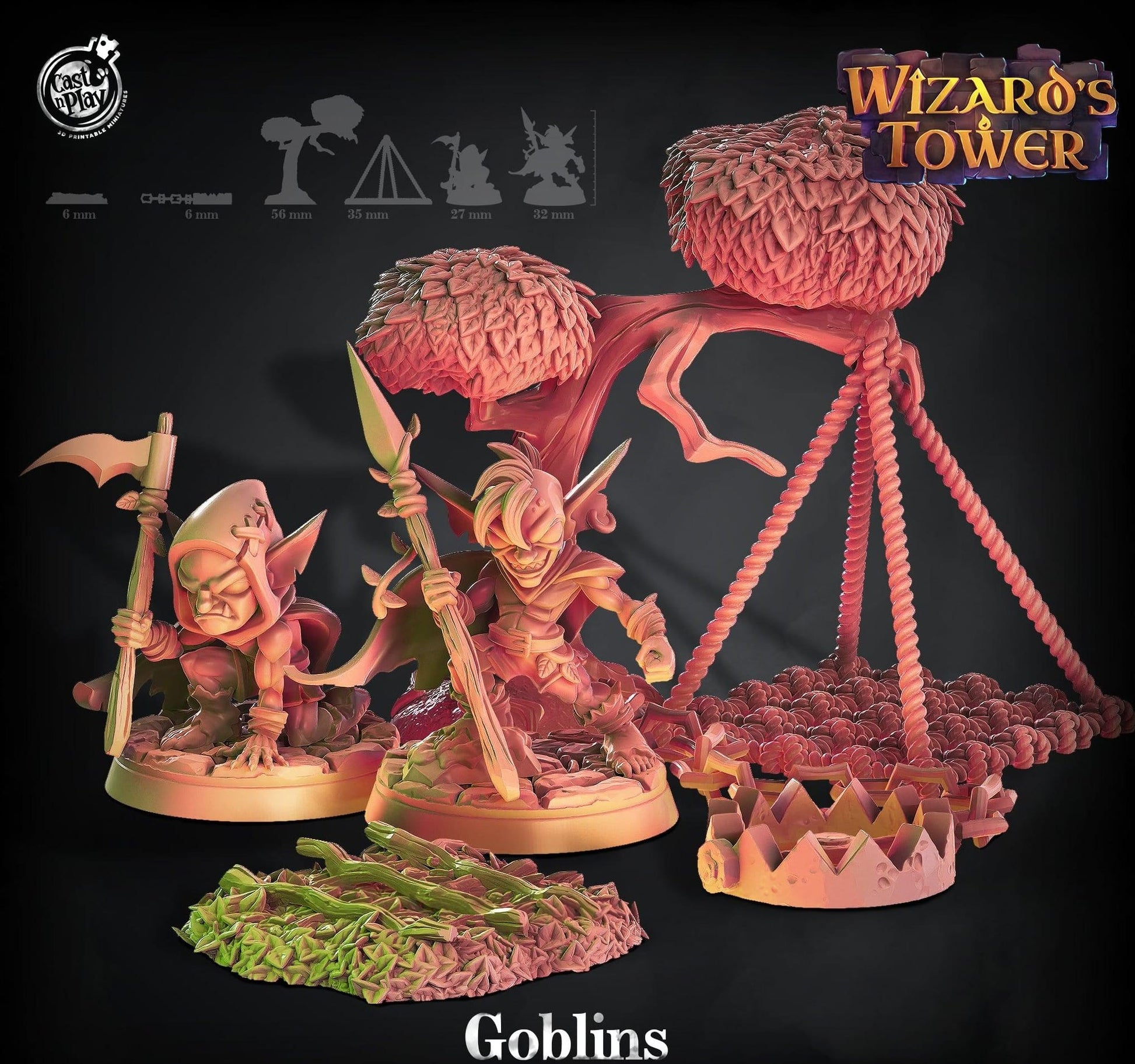 3D Printed Cast n Play Goblin Band - Wizard's Tower - 28mm 32mm D&D - 3D Printing Boss 