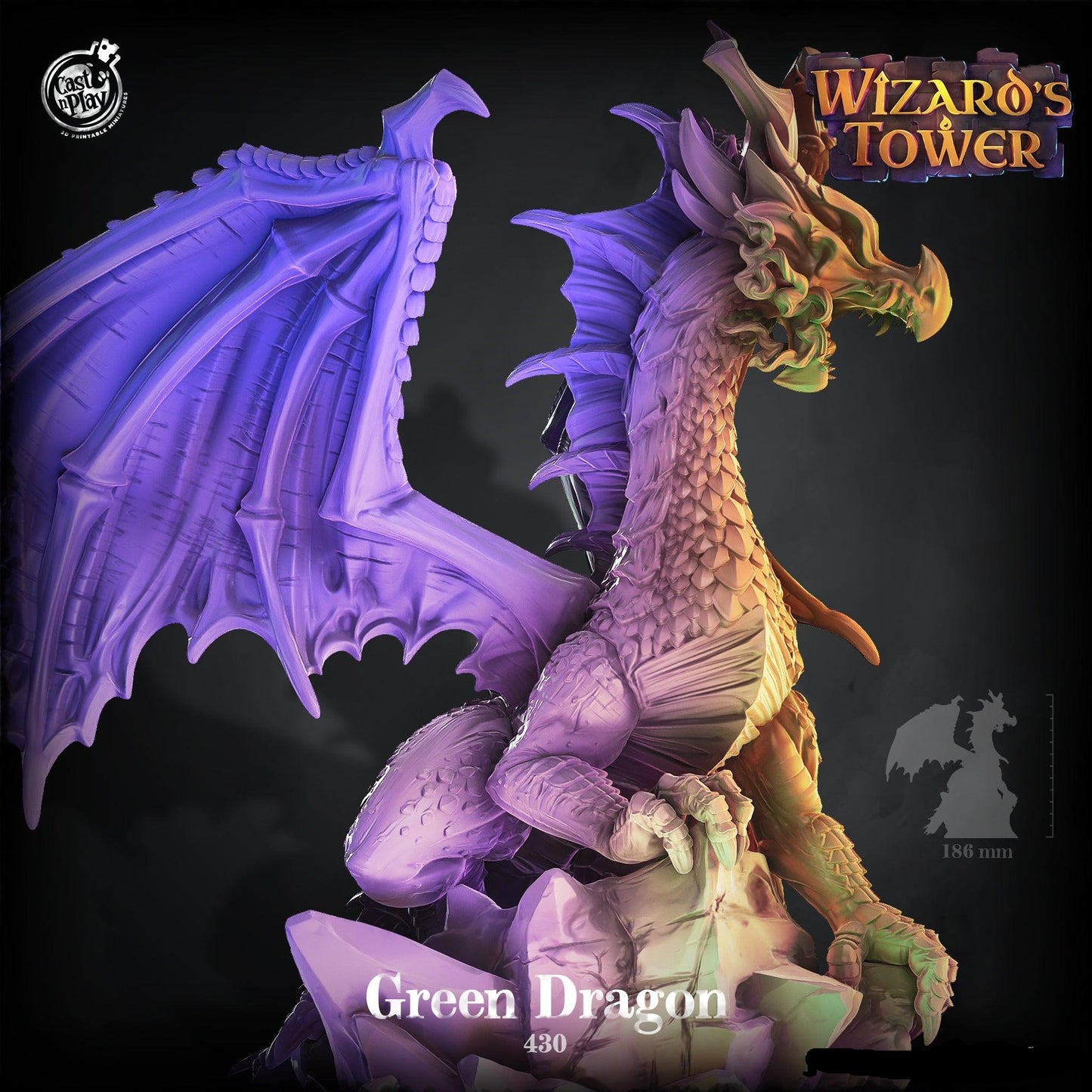 3D Printed Cast n Play Green Dragon Wizard's Tower 28 32mm D&D - 3D Printing Boss 