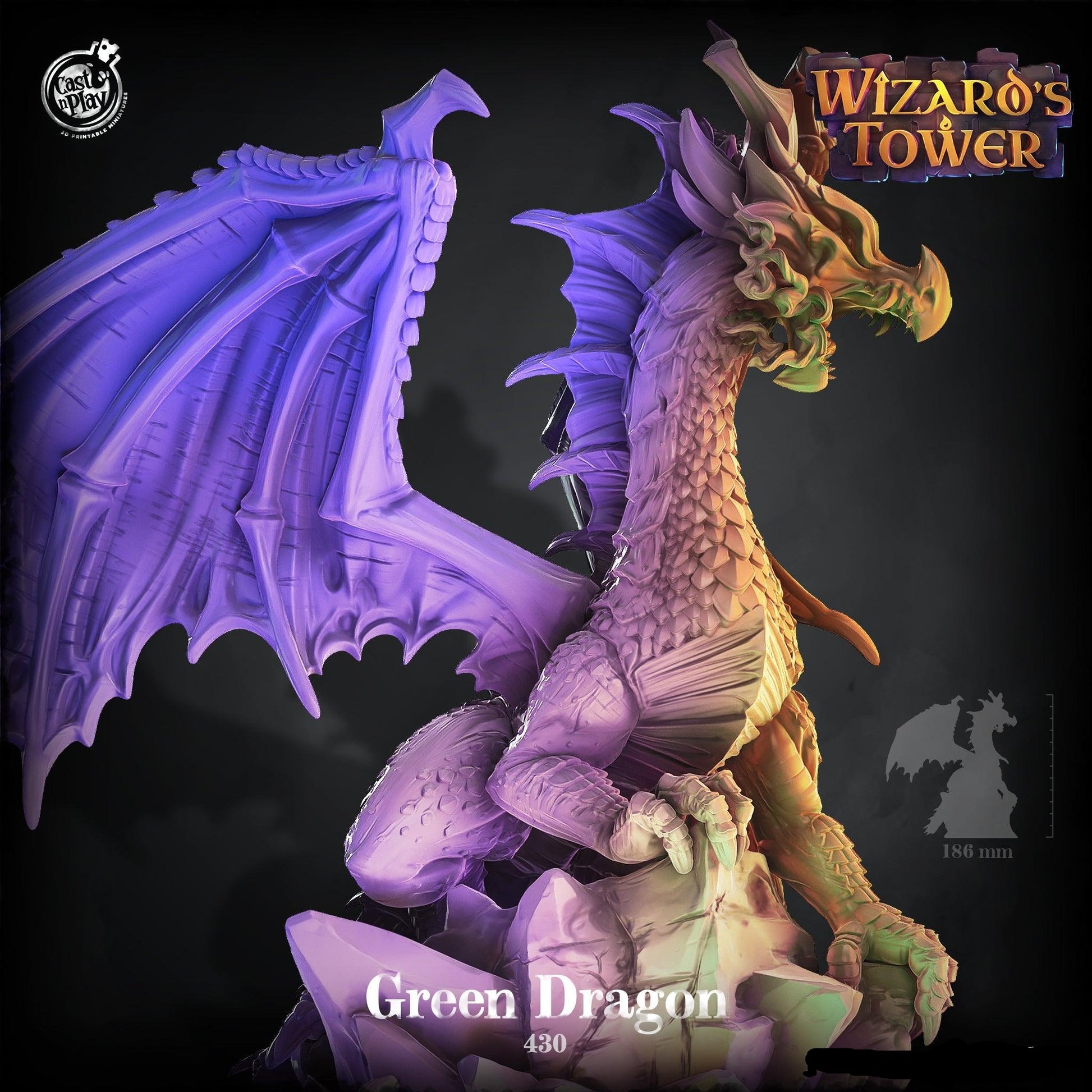 3D Printed Cast n Play Green Dragon Wizard's Tower 28 32mm D&D - 3D Printing Boss 