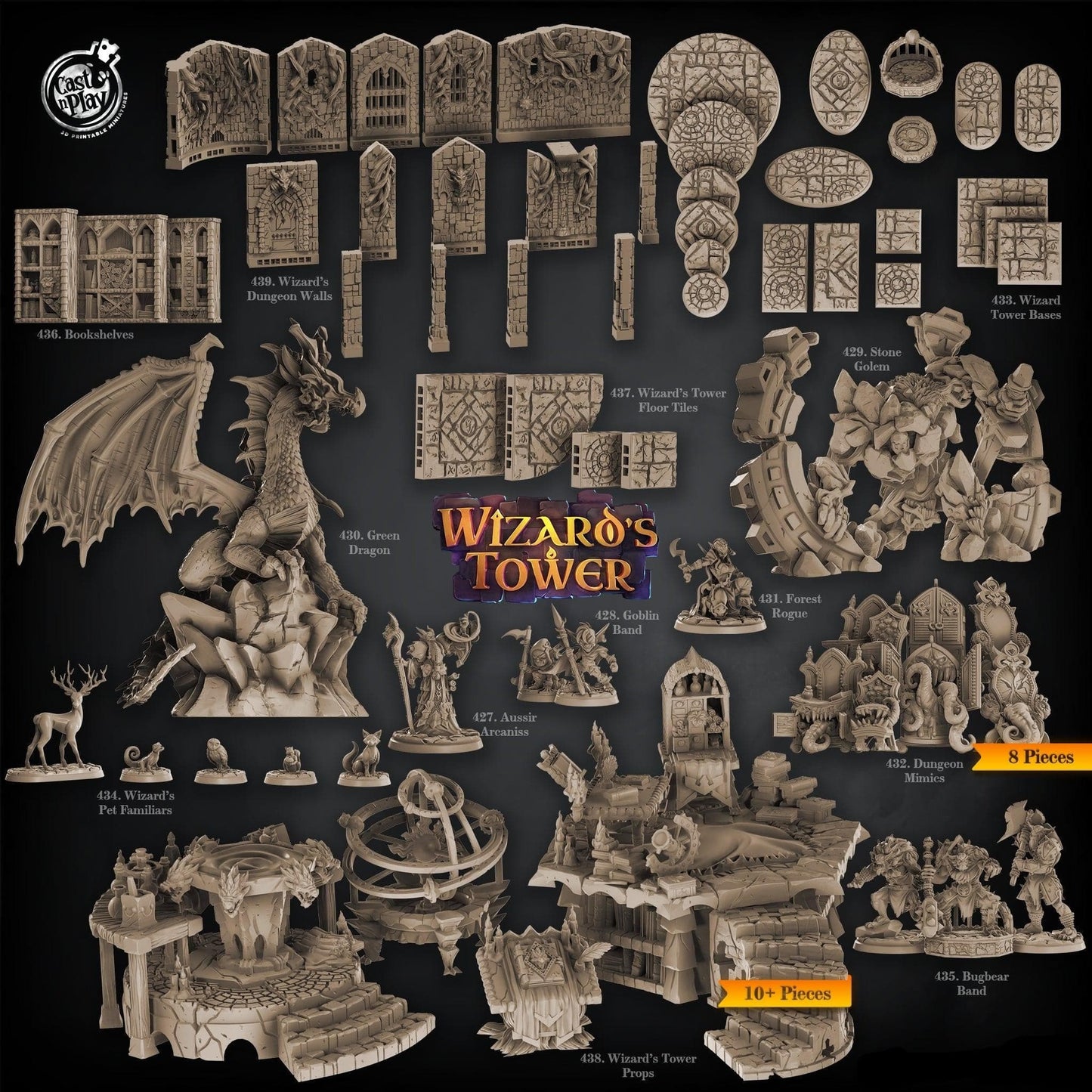 3D Printed Cast n Play Green Dragon Wizard's Tower 28 32mm D&D - 3D Printing Boss 