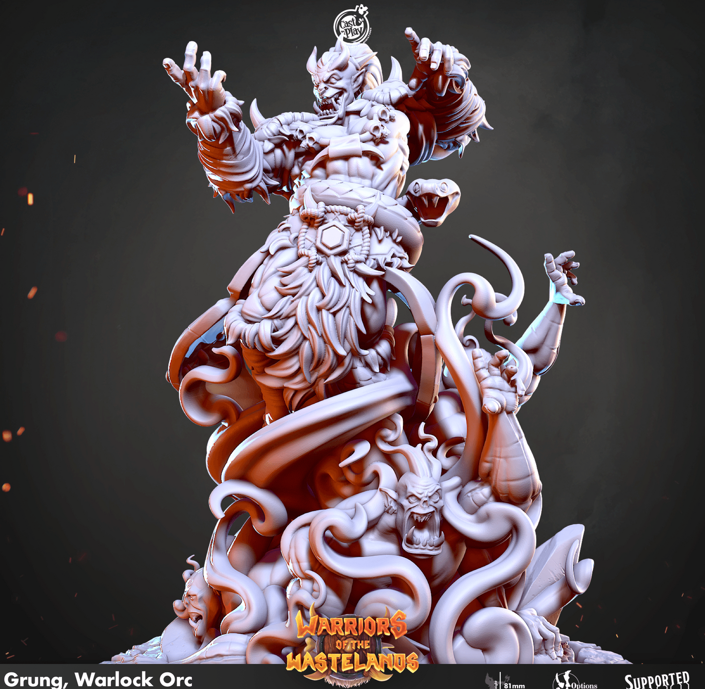 3D Printed Cast n Play Grung Orc Warlock Warriors of the Wastelands 28mm 32mm D&D - 3D Printing Boss 