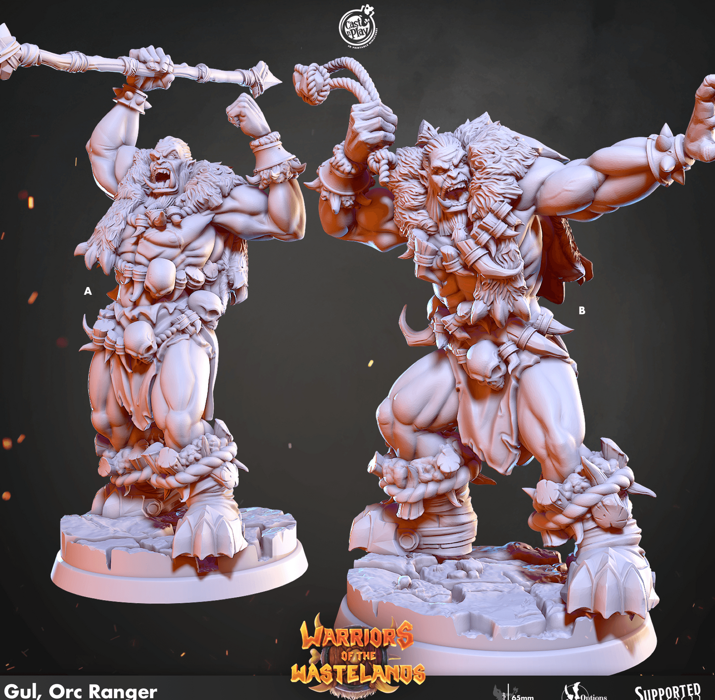 3D Printed Cast n Play Gul Orc Ranger Warriors of the Wastelands 28mm 32mm D&D - 3D Printing Boss 