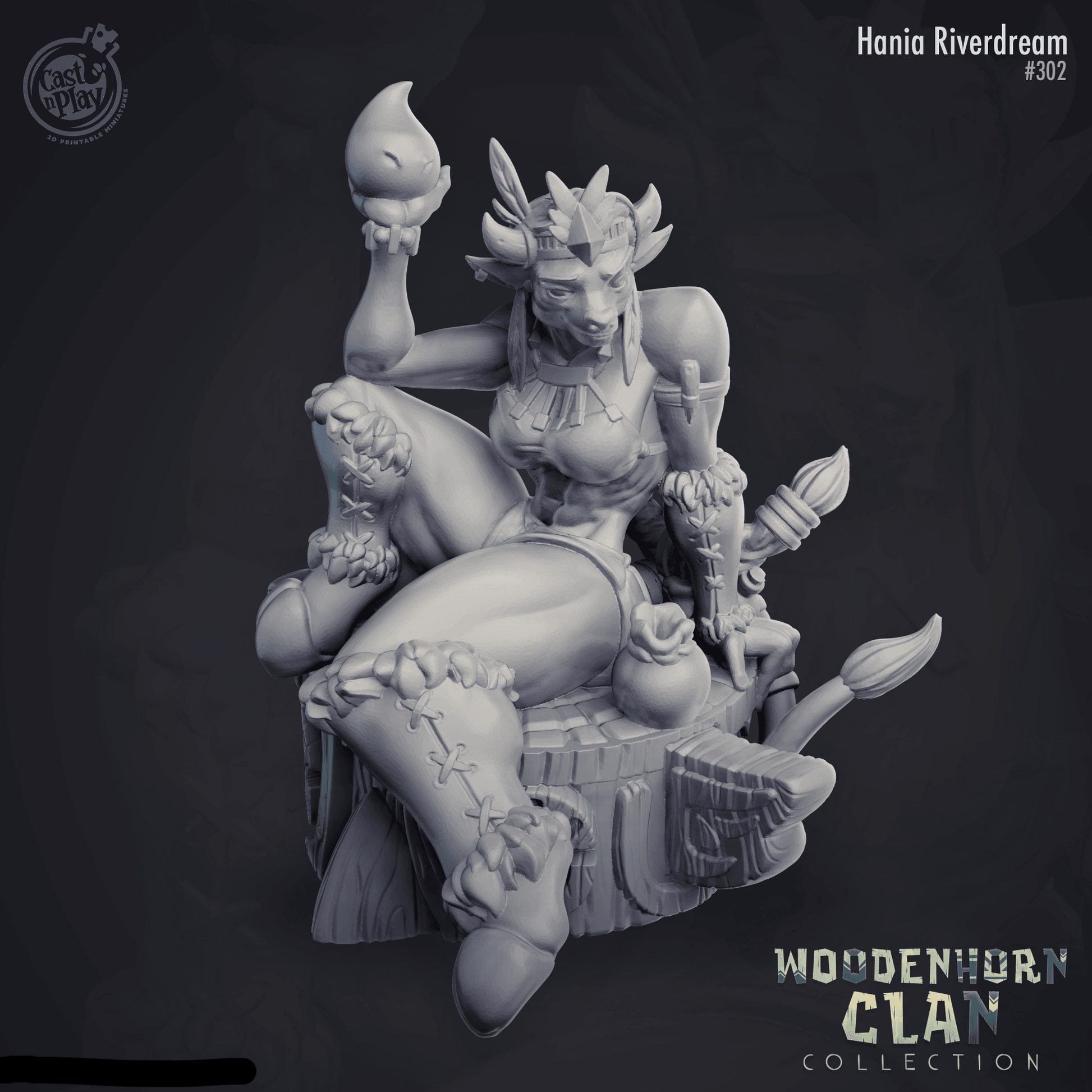 3D Printed Cast n Play Hania Riverdream Wooden Horn Clan 28mm 32mm D&D - 3D Printing Boss 