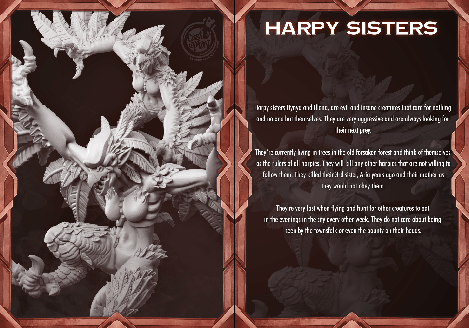 3D Printed Cast n Play Harpy Sisters Aria and Hynya Mythical Clash 28mm 32mm D&D - 3D Printing Boss 