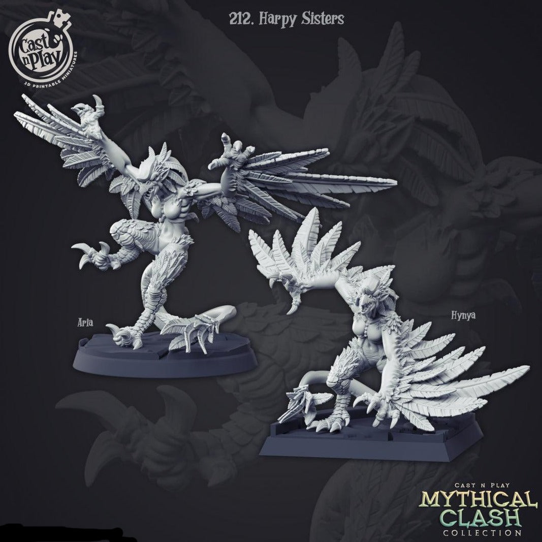 3D Printed Cast n Play Harpy Sisters Aria and Hynya Mythical Clash 28mm 32mm D&D - 3D Printing Boss 
