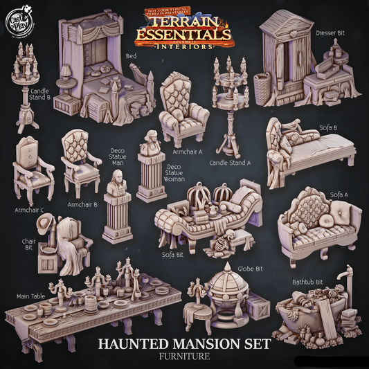3D Printed Cast n Play Haunted Mansion Furniture Terrain Essentials 28mm 32mm D&D - 3D Printing Boss 
