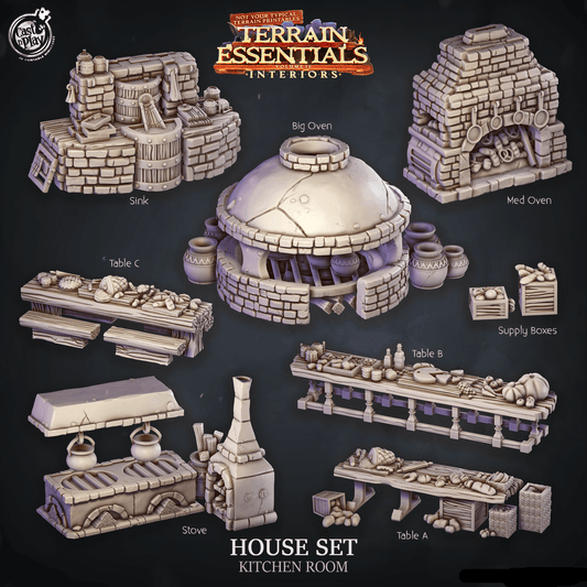 3D Printed Cast n Play House Set Kitchen Terrain Essentials 28mm 32mm D&D - 3D Printing Boss 
