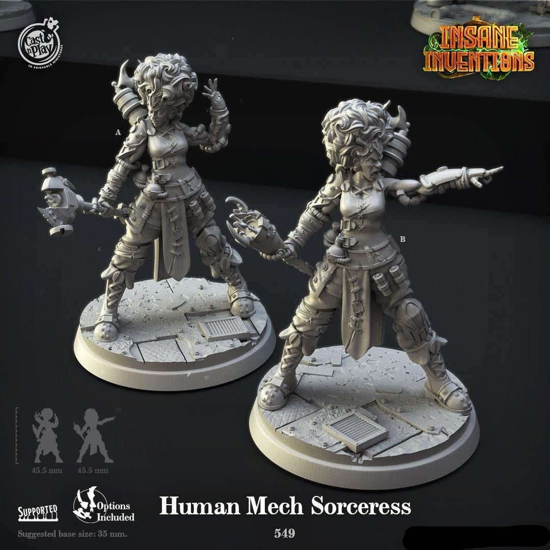 3D Printed Cast n Play Human Mech Sorceress Insane Inventions 28mm 32mm D&D - 3D Printing Boss 