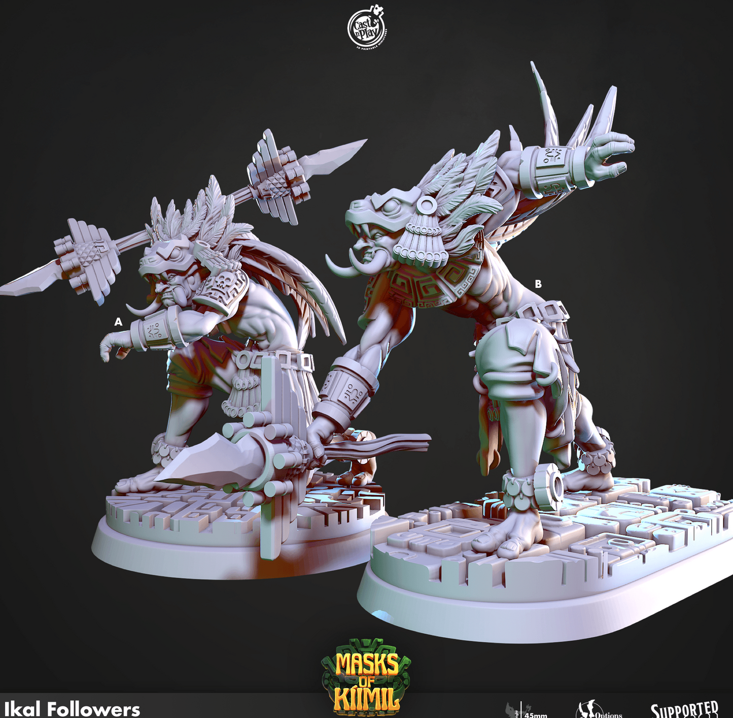 3D Printed Cast n Play Ikal Followers Masks of Kiimil 28 32mm D&D - 3D Printing Boss 