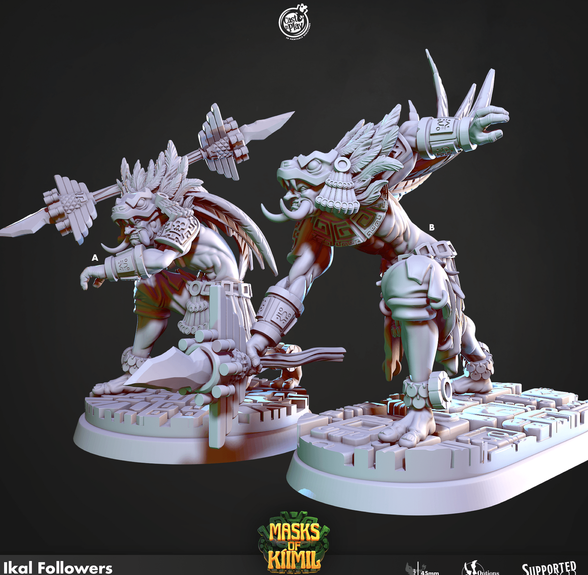 3D Printed Cast n Play Ikal Followers Masks of Kiimil 28 32mm D&D - 3D Printing Boss 