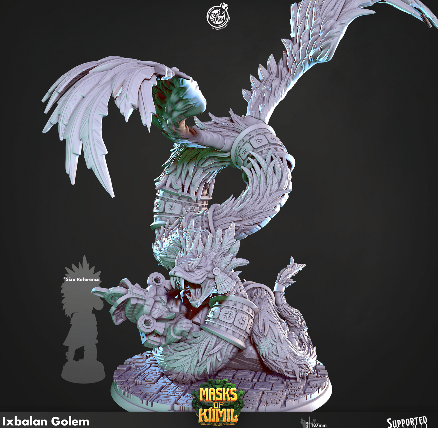 3D Printed Cast n Play Ix Ikal, Serpent God Masks of Kiimil 28 32mm D&D - 3D Printing Boss 