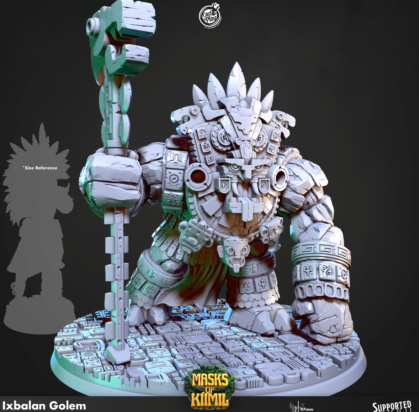 3D Printed Cast n Play Ixbalan Golem Masks of Kiimil 28 32mm D&D - 3D Printing Boss 