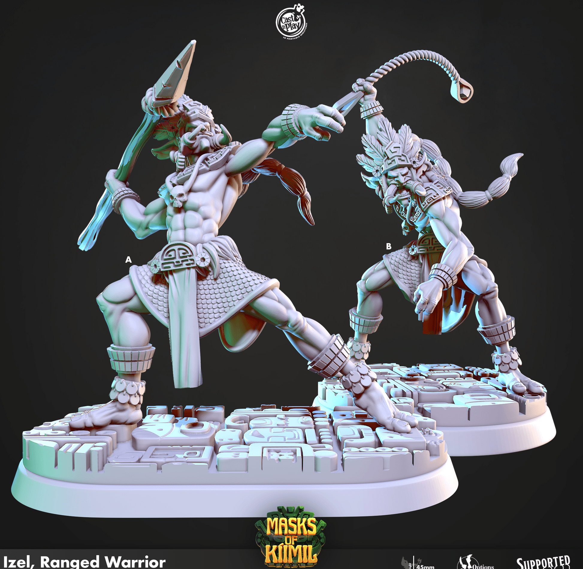 3D Printed Cast n Play Izel, Ranged Warrior Masks of Kiimil 28 32mm D&D - 3D Printing Boss 