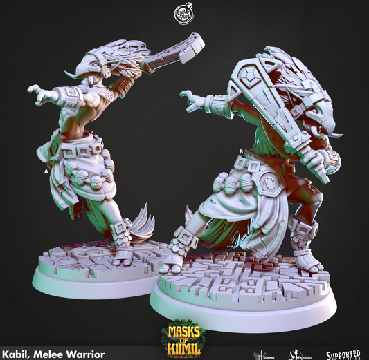 3D Printed Cast n Play Kabil, Melee Warrior Masks of Kiimil 28 32mm D&D - 3D Printing Boss 