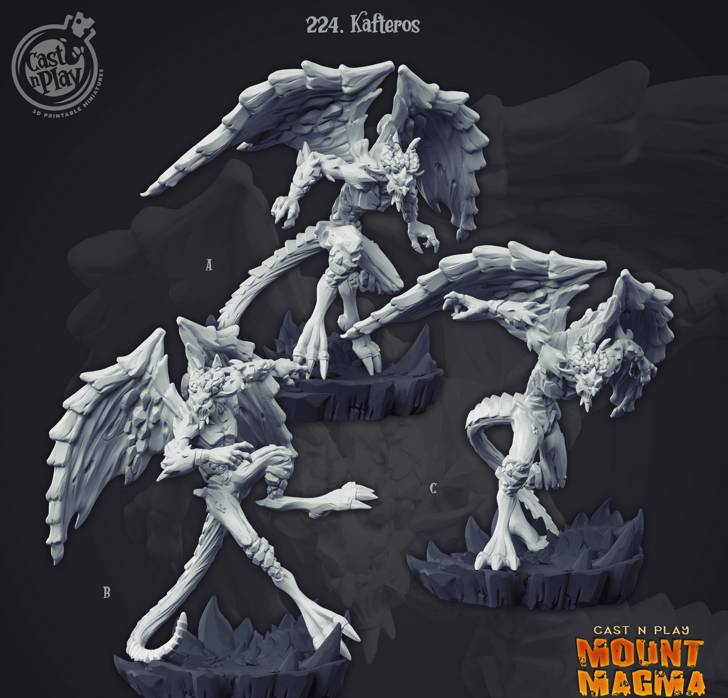 3D Printed Cast n Play Kafteros Set Mount Magma Collection 28mm 32mm D&D - 3D Printing Boss 