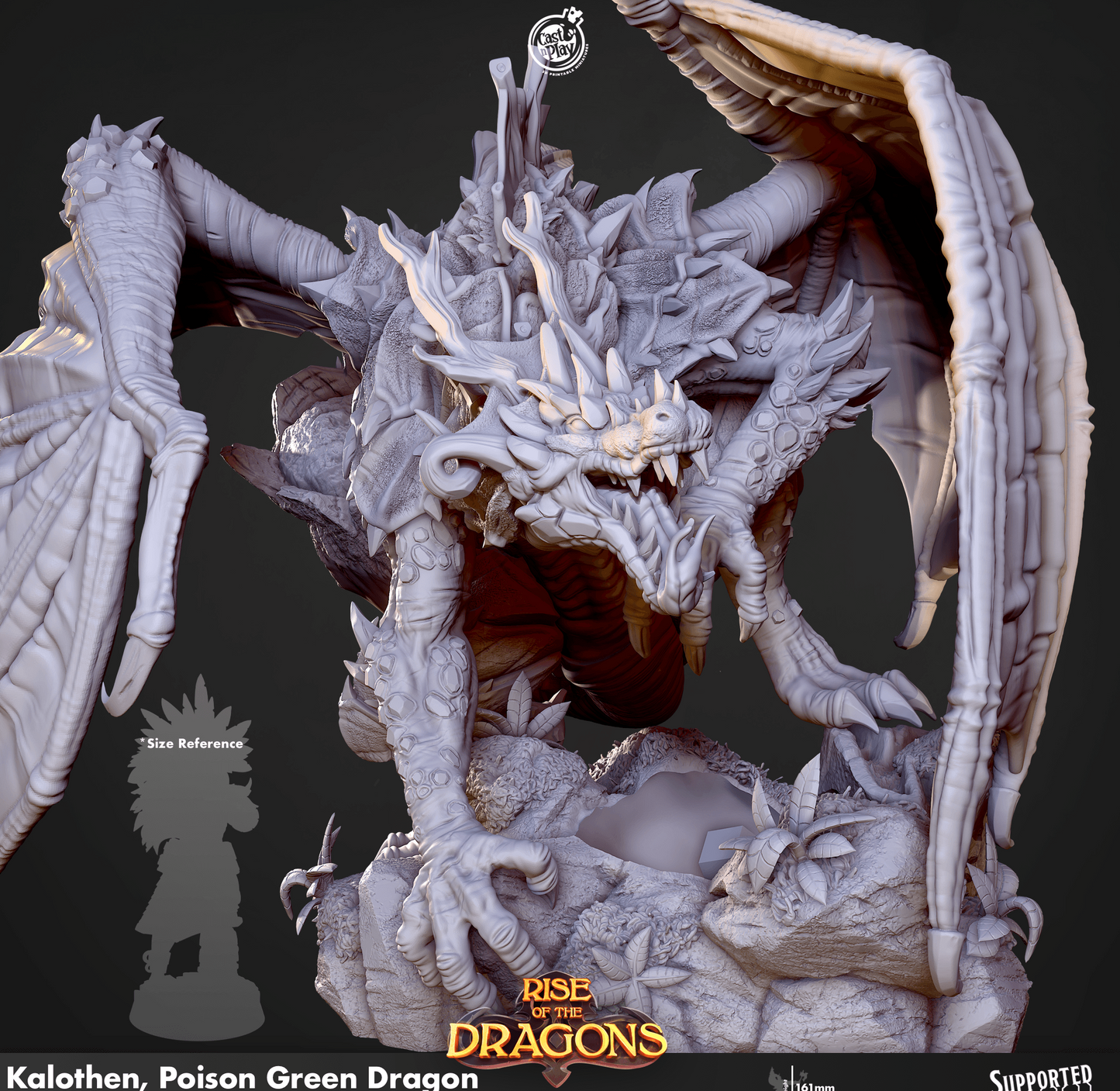 3D Printed Cast n Play Kalothen Poison Green Dragon Rise of the Dragons 28 32mm D&D - 3D Printing Boss 