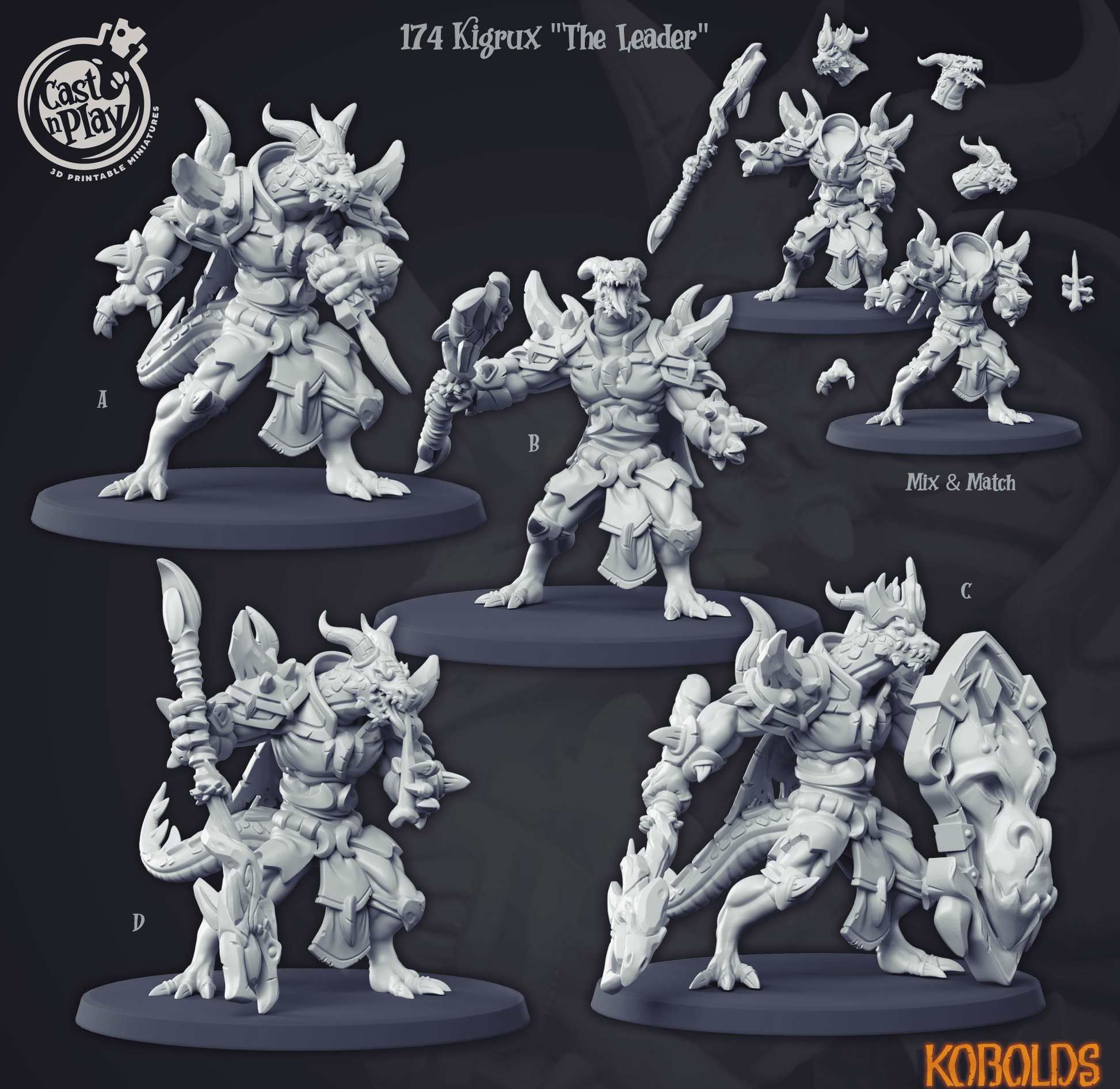 3D Printed Cast n Play Kigrux The Leader Dragon Seekers 28 32mm D&D - 3D Printing Boss 