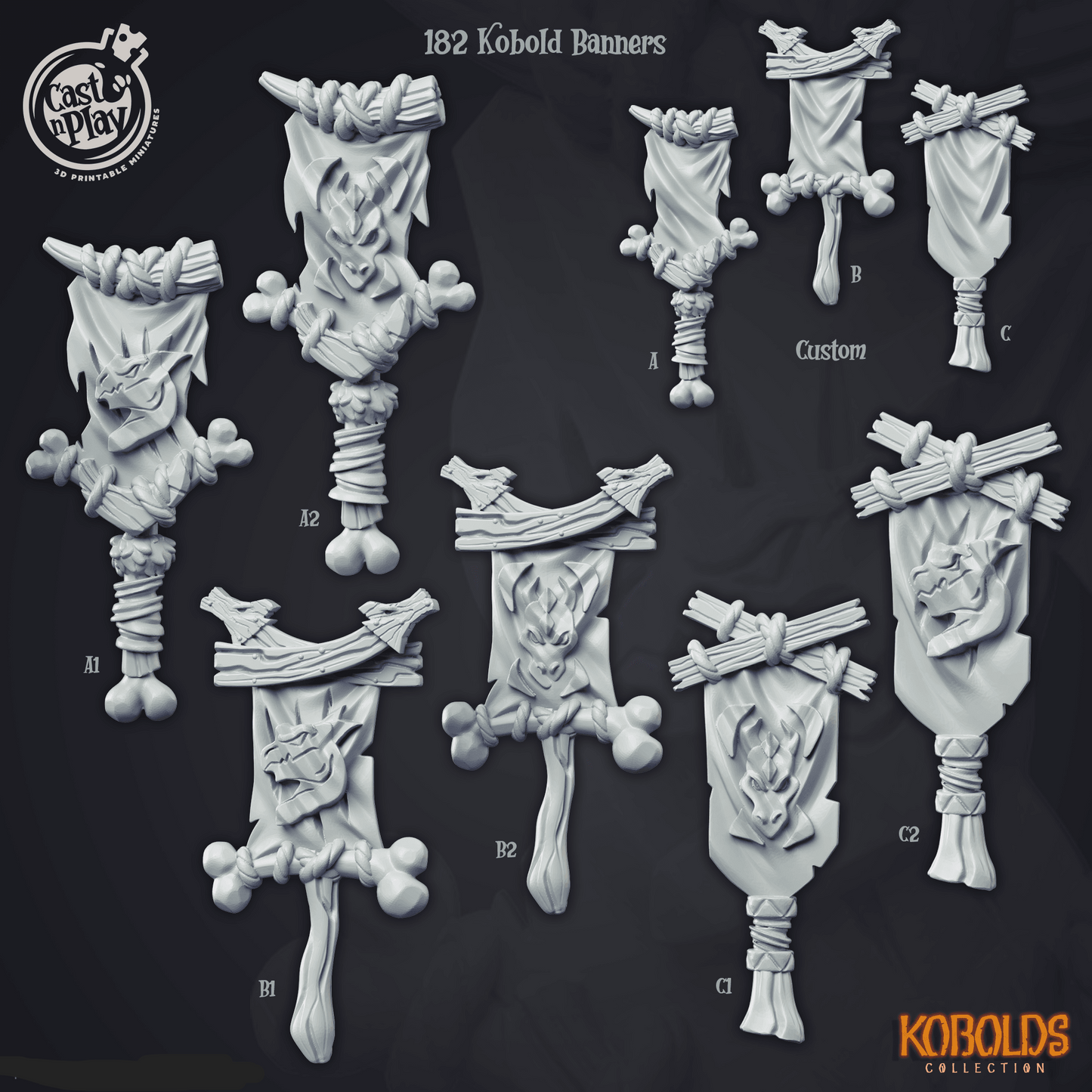 3D Printed Cast n Play Kobold Banners Kobold Collection 28 32mm D&D - 3D Printing Boss 