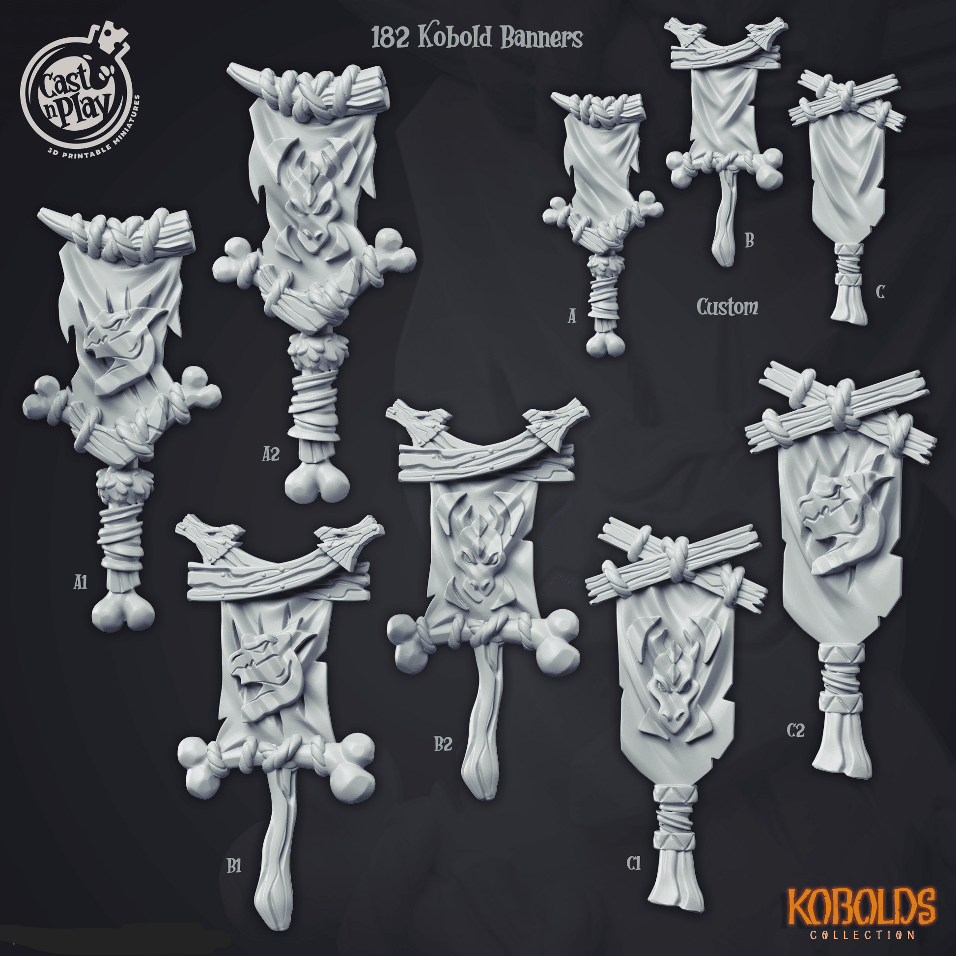 3D Printed Cast n Play Kobold Banners Kobold Collection 28 32mm D&D - 3D Printing Boss 