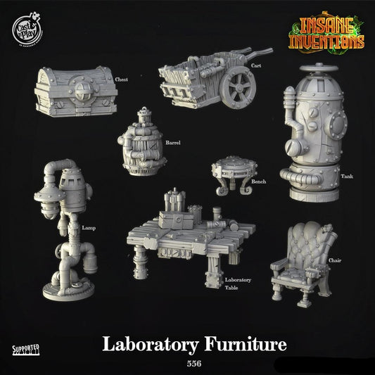 3D Printed Cast n Play Laboratory Furniture Insane Inventions 28mm 32mm D&D - 3D Printing Boss 