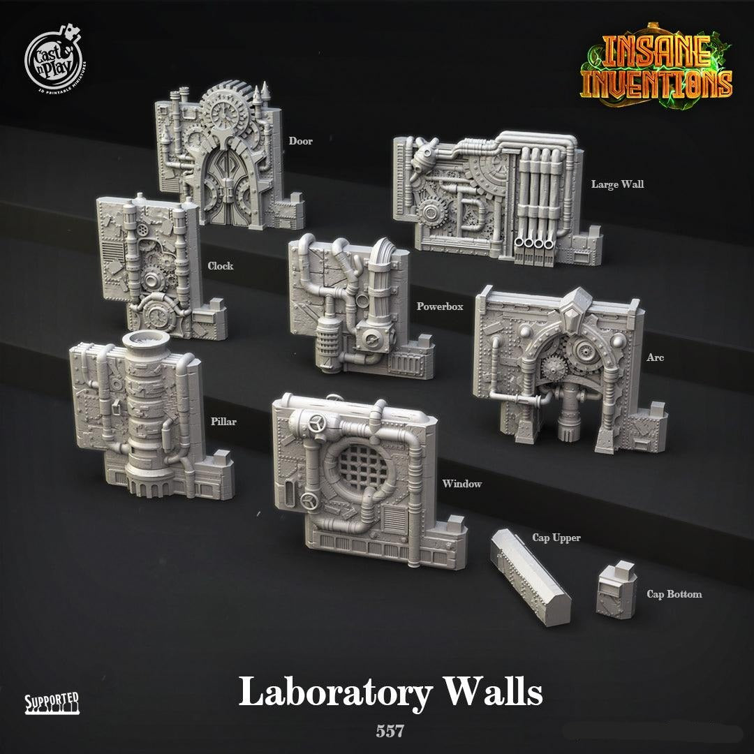 3D Printed Cast n Play Laboratory Walls Insane Inventions 28mm 32mm D&D - 3D Printing Boss 
