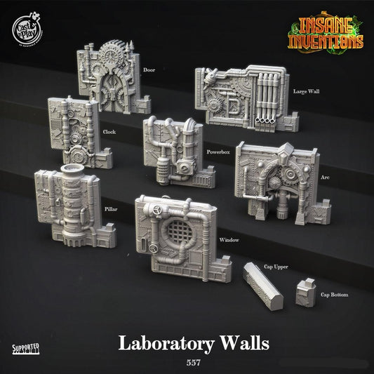 3D Printed Cast n Play Laboratory Walls Insane Inventions 28mm 32mm D&D - 3D Printing Boss 
