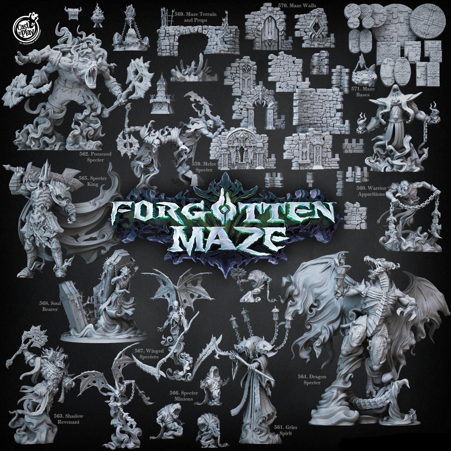 3D Printed Cast n Play Maze Terrain and Props Forgotten Maze 28mm 32mm D&D - 3D Printing Boss 